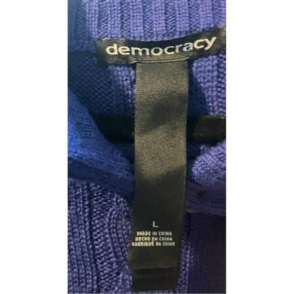 Democracy Women's Blue High Neck Acrylic/Wool Cable Knit Sweater Dress SZ L - Picture 6 of 7